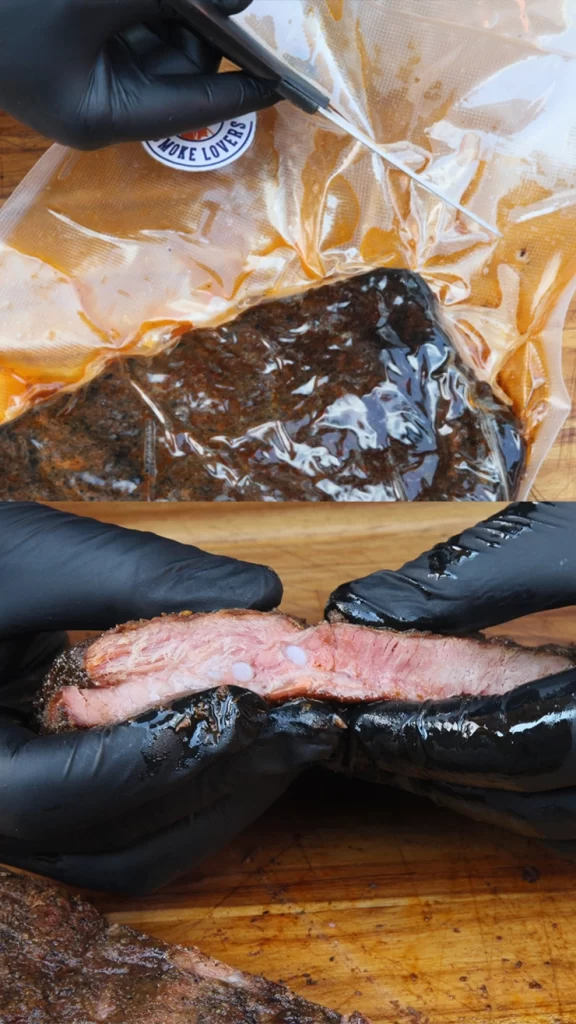 Costillas empacadas al vacío, calentada quedan jugosas